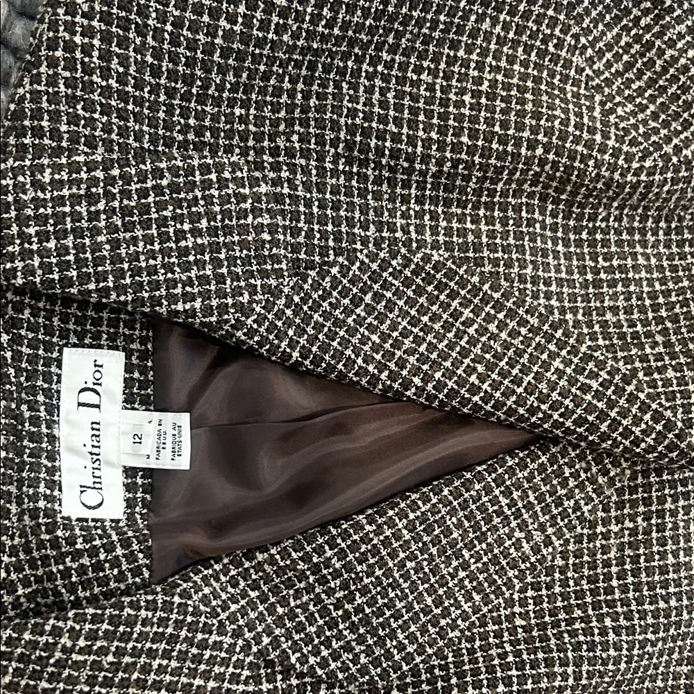 Christian Dior Vintage Chocolate Brown Wool Blend Suit Set Size 12